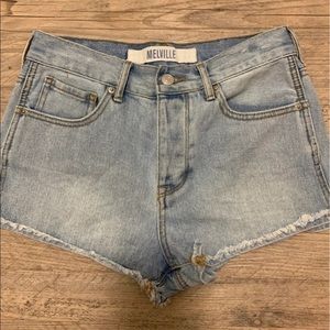 High waisted jean shorts